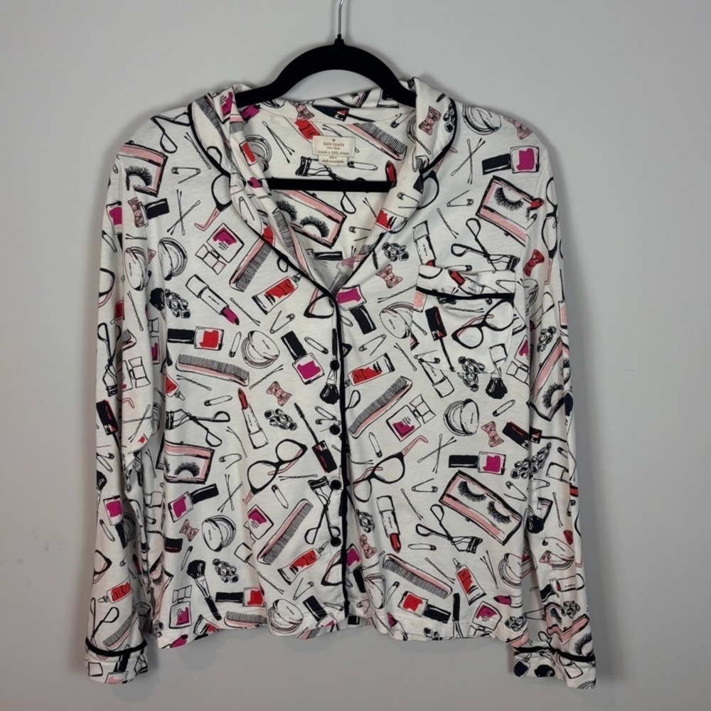 Kate Spade‎ New York Dream a Little Dream makeup print pajama shirt Womens Med